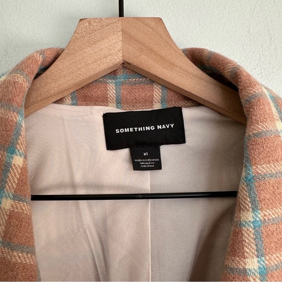 Something Navy Single Breasted Wool Blend Plaid Overcoat - Picture 9 of 12